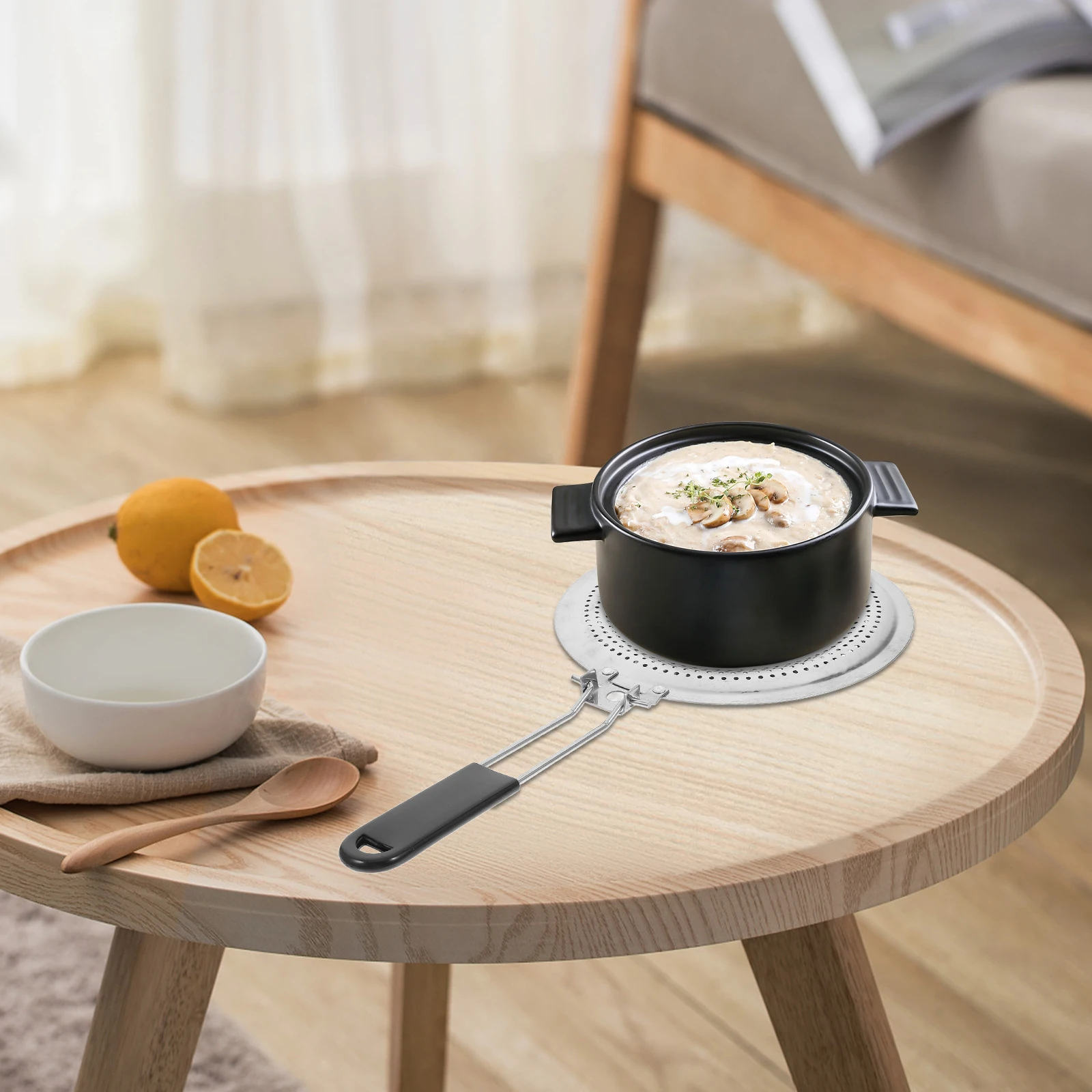 

Kitchen Heat Diffuser Metal Insulation Pad Round Heat Dissipation Plate for Induction Gas Stove Coffee Pot Guard Handle