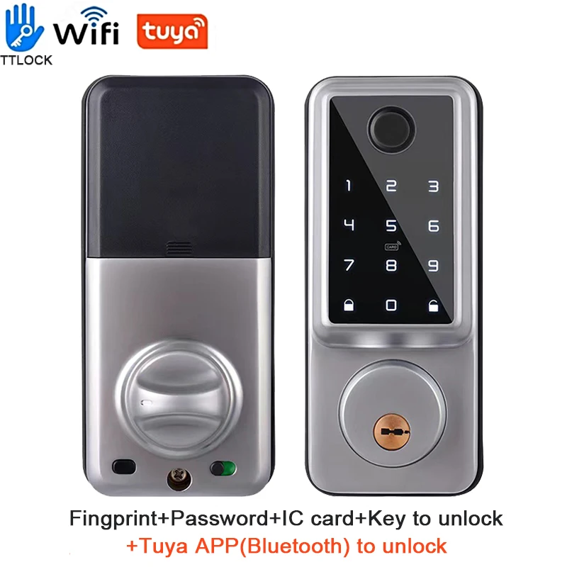 

Smart Deadbolt Locks for Home Tuya App Wifi Bluetooth TTlock App Biometric Fingerprint Keyless Digital Keypad Entry Door Lock