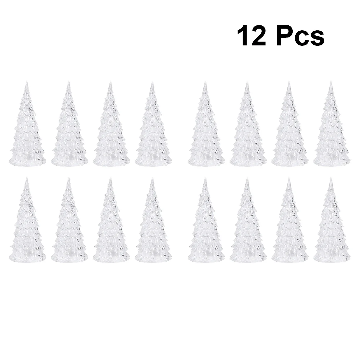 

12 Pcs Decorate Mini Crystal Christmas Tree Table Top Trees Light Color Changing LED