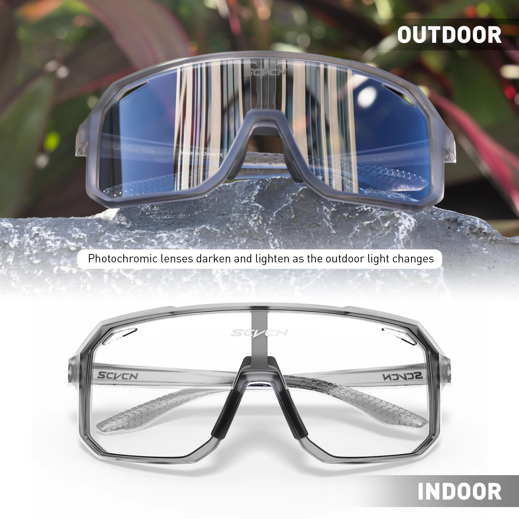 SCVCN Photochrome Sportbrillen MTB Fahrrad Radfahren Brille Outdoor Nacht Reitbrille Angeln Rennrad Camping Ausrüstung