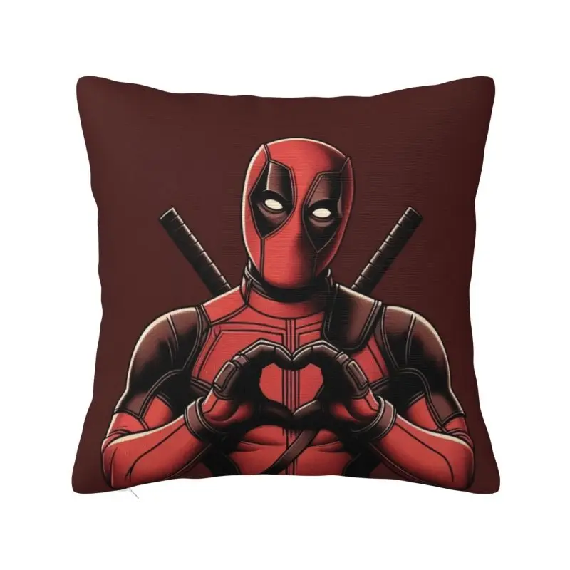 Custom Deadpool Heart Love Pillow Case Chair Cushion Cover Square Pillowcase