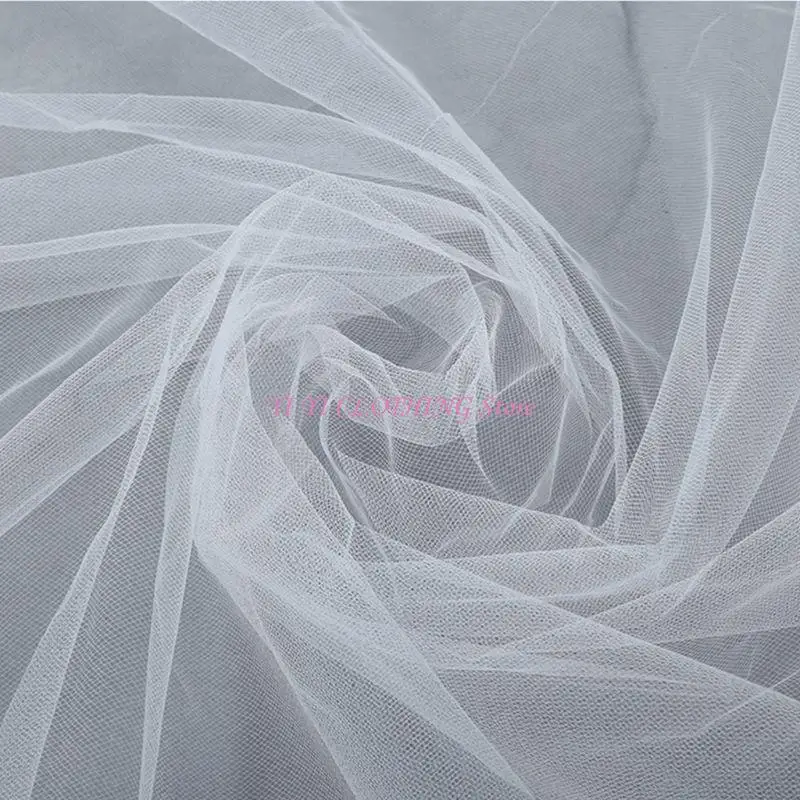 N5KF 1-Tier Wedding Veil Waist Length Short Bride Tulle Hair Accessory with Lace Trim