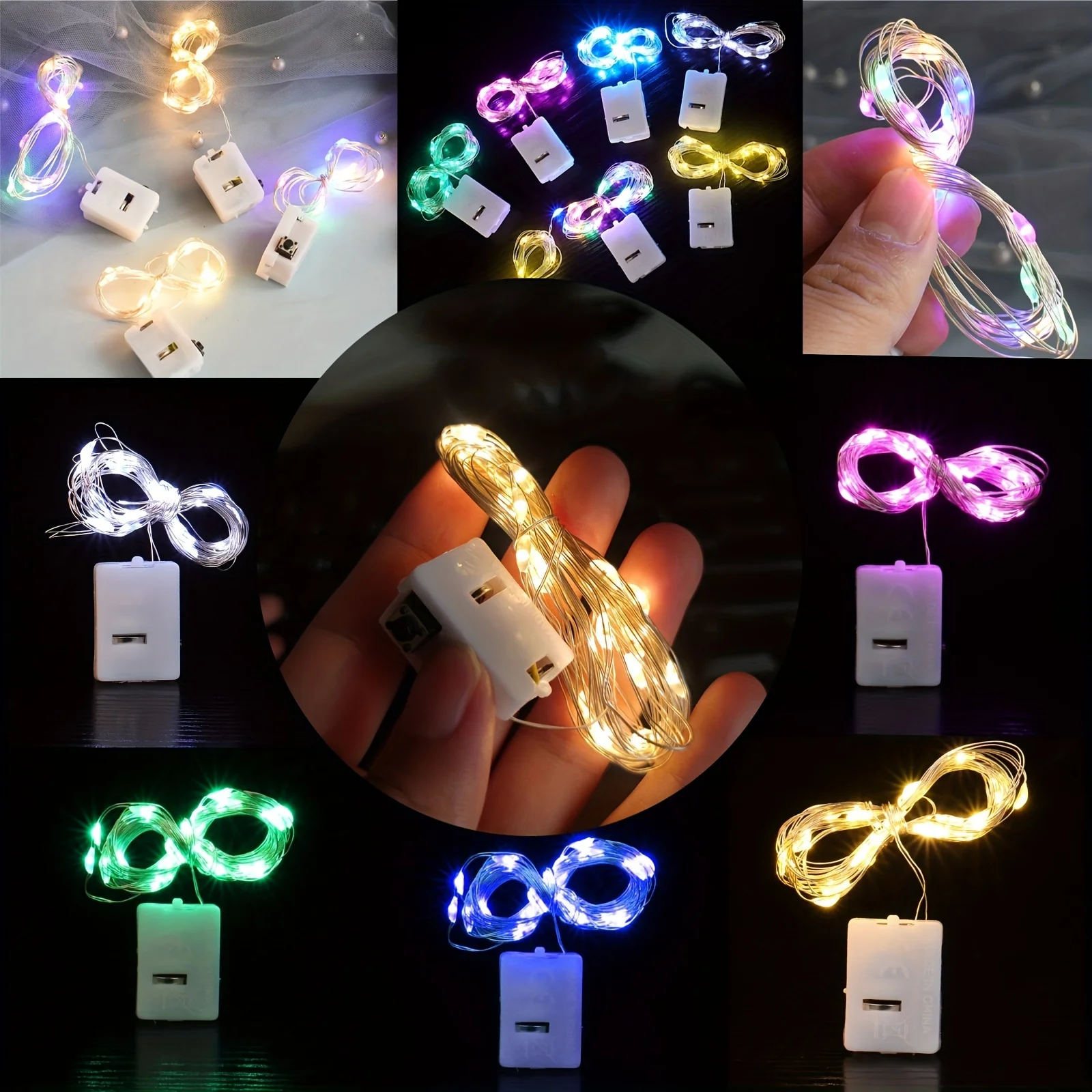 8Pcs/set LED String Lights Warm/Multicolor/Red/Green/Blue/Pink/Purple/White Christmas Atmosphere Firefly Lamp Starry Sky Light