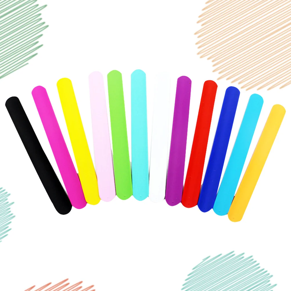 20pcs Silicone Snap Bracelet Solid Color Design Wristband Patting Hand Band Colorful Slap Bracelet Party Favor Funny Gift(12