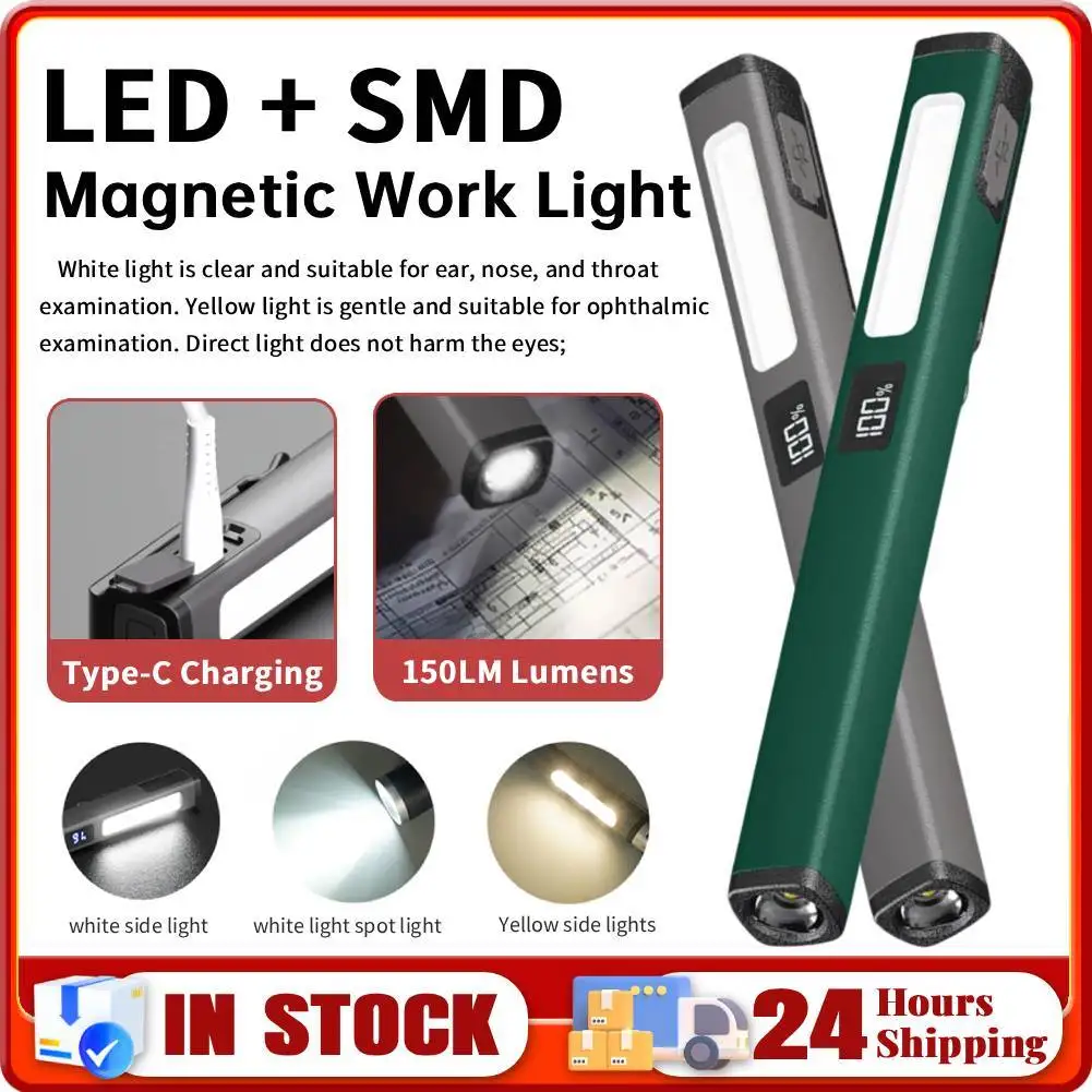 LED+SMD Medical Handy Pen Light USB Charging Mini Nursing Flashlight 120LM Work Inspection Flashlight for Doctor Nurse Diagnosis