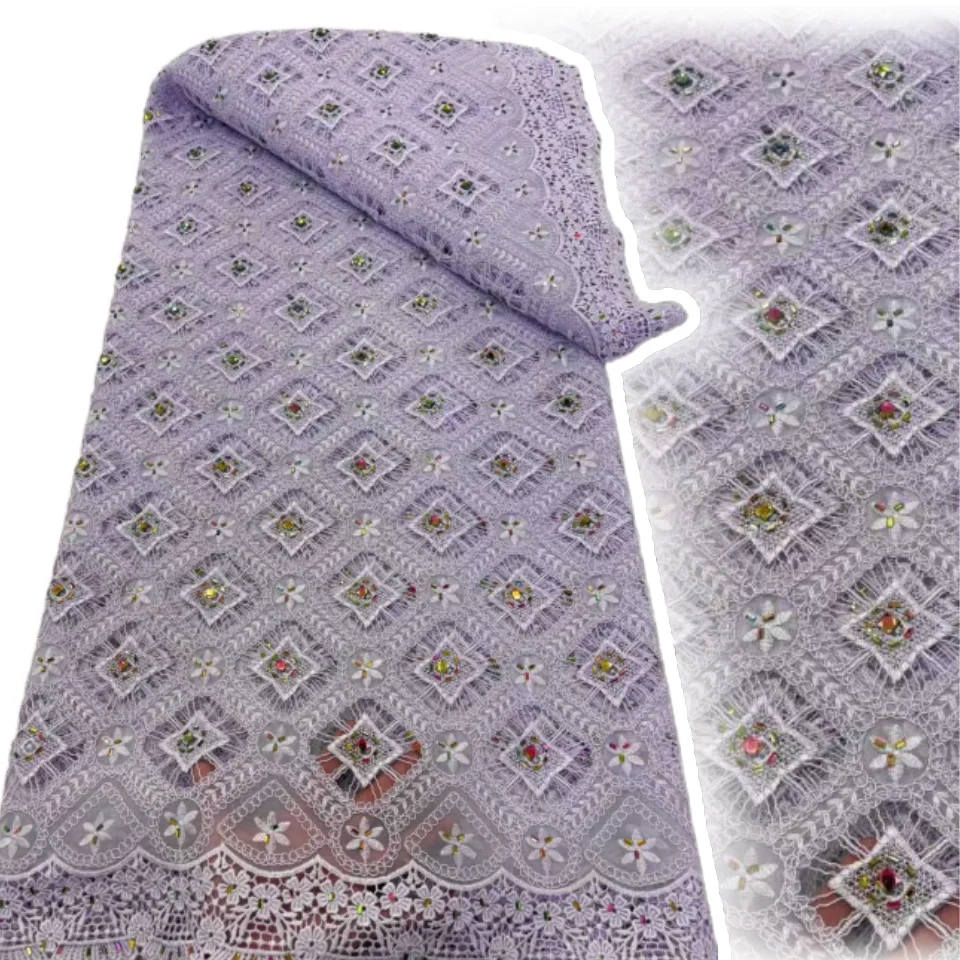 

5 ярдов африканская нигерийская хлопковая вязаная веревка, свадебная кружевная ткань, водорастворимая ткань с бисером, женское праздничное платье, шитье CC1553