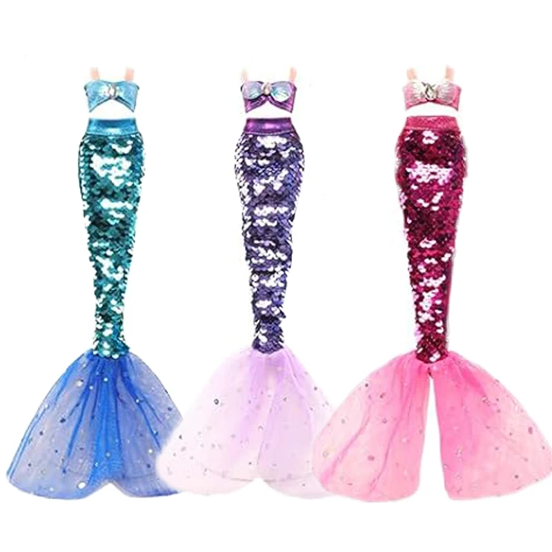 3 PCS Sequin Mermaid Doll Clothes for 11.5 Inch Girl Dolls