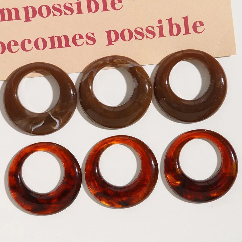 Wholesale 40pcs/lot 43mm color print geometry rounds shape resin cabochon beads diy jewelry garment hair accessory