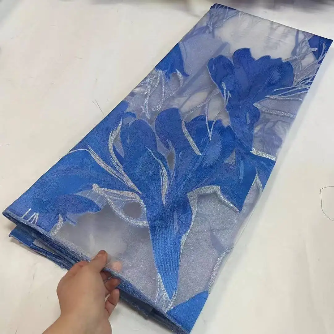 

Новая африканская парчовая ткань, жаккардовое кружево из органзы, 2024, нигерийское дамасское градиентное кружево, французский сетчатый материал, Brocard Tissu AH1463