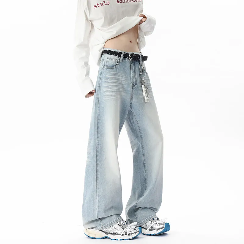 

Мужские джинсы в стиле ретро-американский кэжуал, с легким расклешением, износостойкие, свободного кроя, для молодежи