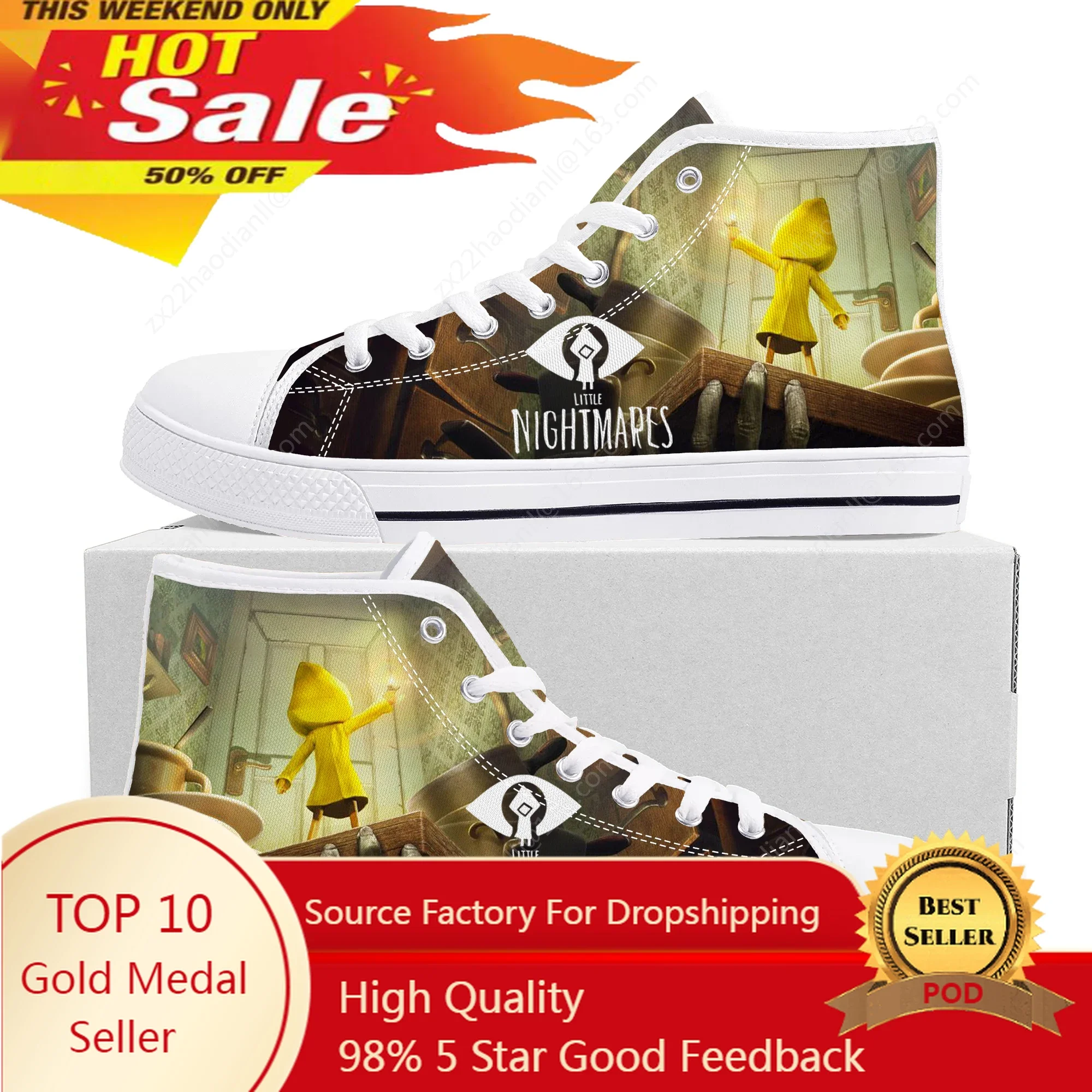 

Hot Game Little Nightmares Anime High Top Sneakers High Quality Mens Womens Canvas Sneaker Casual Couple Shoes Custom Shoe