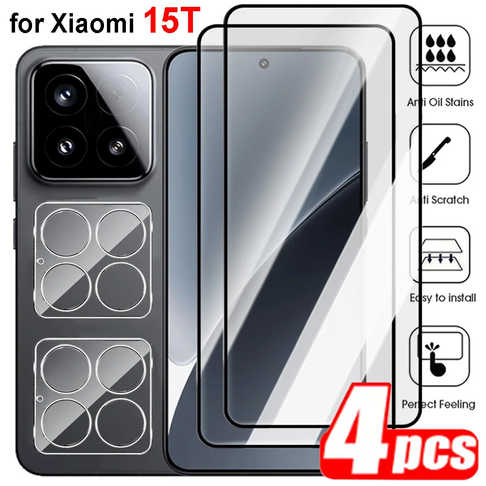 

4in1 for Xiaomi 15T Pro Tempered Glass Screen Protector Lens Film Front Film HD Anti-scratch Protective Film for Mi 15T/15T Pro