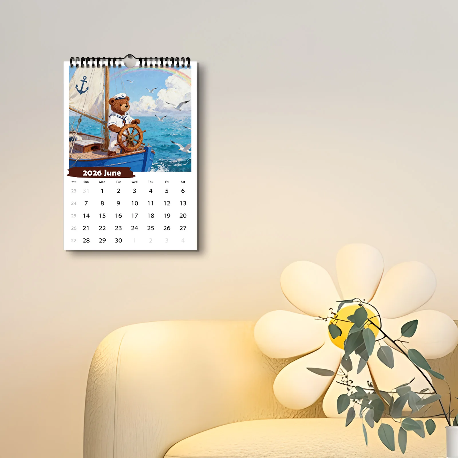 1 قطعة 2026 تقويم حائط شهري على شكل دب مضحك ، مقاس A4 ، مع 12 أنماط رائعة ، مخطط ديكور ، هدية مثالية لعيد الميلاد والعام الجديد