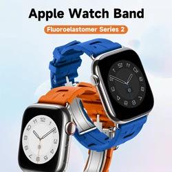 Kilim Single Tour And Deployment Buckle Band For Iwatch Ultra 3 2 Apple Watch Series 11 10 9 8 7 6 Se 3 Fluoroelastomer Strap