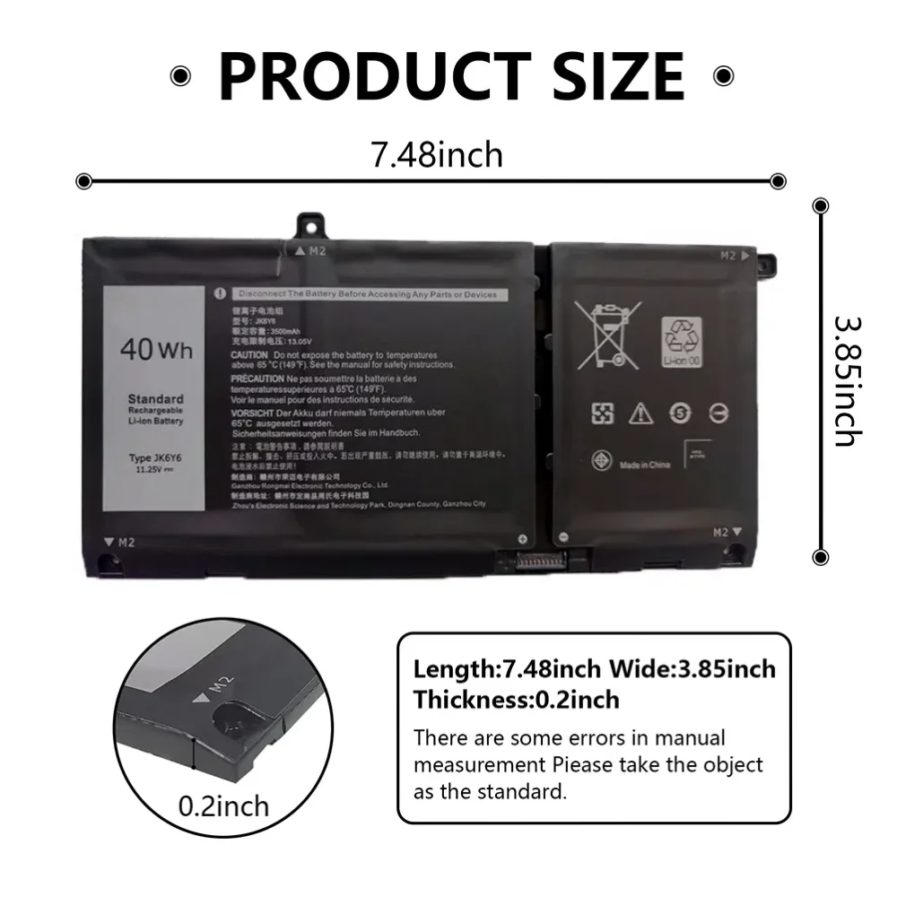 New JK6Y6 Laptop Battery For Dell Inspiron 5300 5301 5408 54015409 5508 5509 Latitude 3410 Vostro 14 5402 5501 5502 40Wh H5CKD