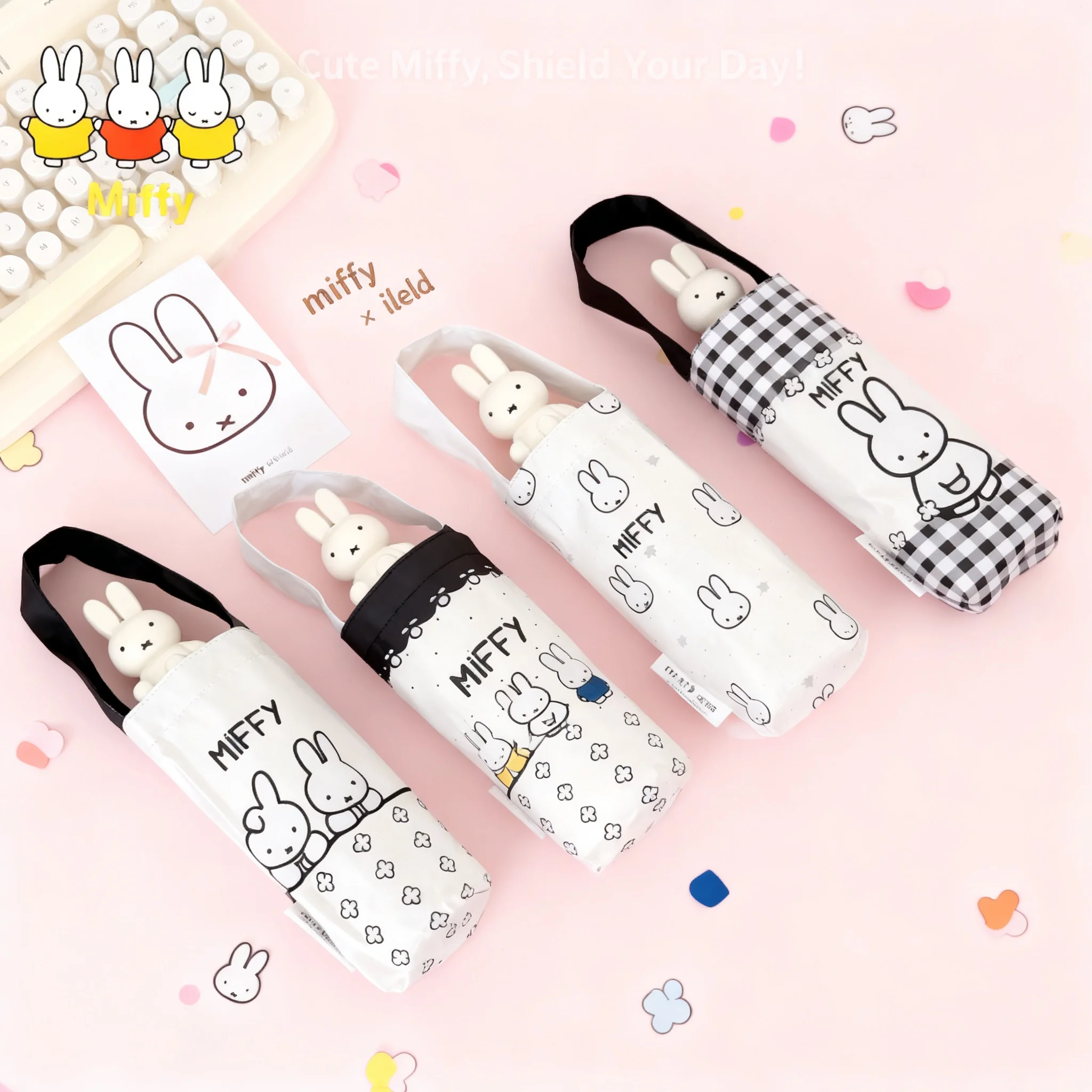 

200 Characters Kawaii Miffy Rabbit Cute Cartoon Doll Ins Portable All Weather Sun Protection Umbrella