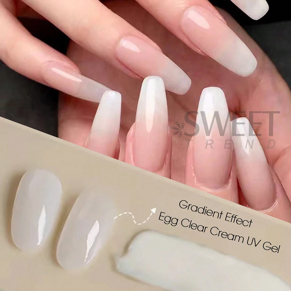 15g Eiwit Nagelgel Polish Gradiënt Nagels Ei Helder Witte Crème UV LED Nagelgel Polish Natuurlijke langdurige Jelly DIY Manicure