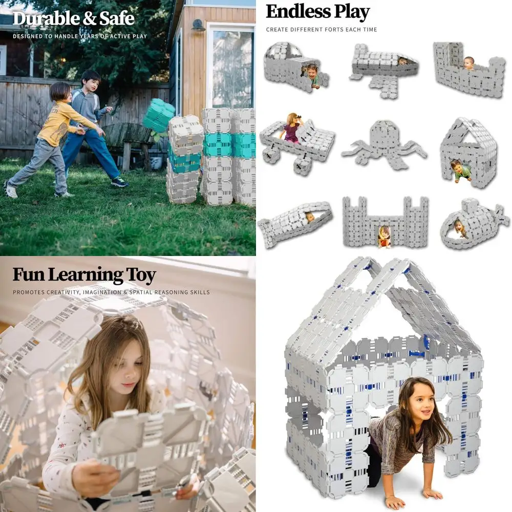 مجموعة مكعبات بناء رمادية جامبو للأطفال - لعبة بناء القصن 90 قطعة