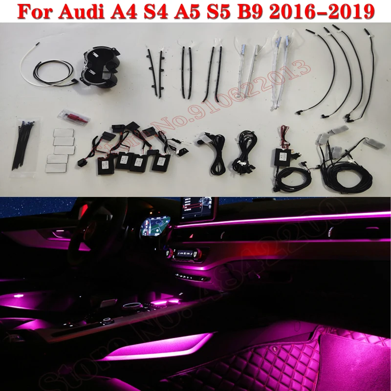 

Decorative Cover Lift Tweeter Speaker Lamp LED Strip For Audi A4 S4 A5 S5 B9 2016-2021 Center Console Dashboard Ambient Light