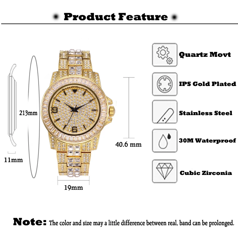 Missfox Women Watch Diamond Gold Elegant Quartz Watches For Ladies Brilliant Rectangular Zircon On Bezel Watches Dropshipping