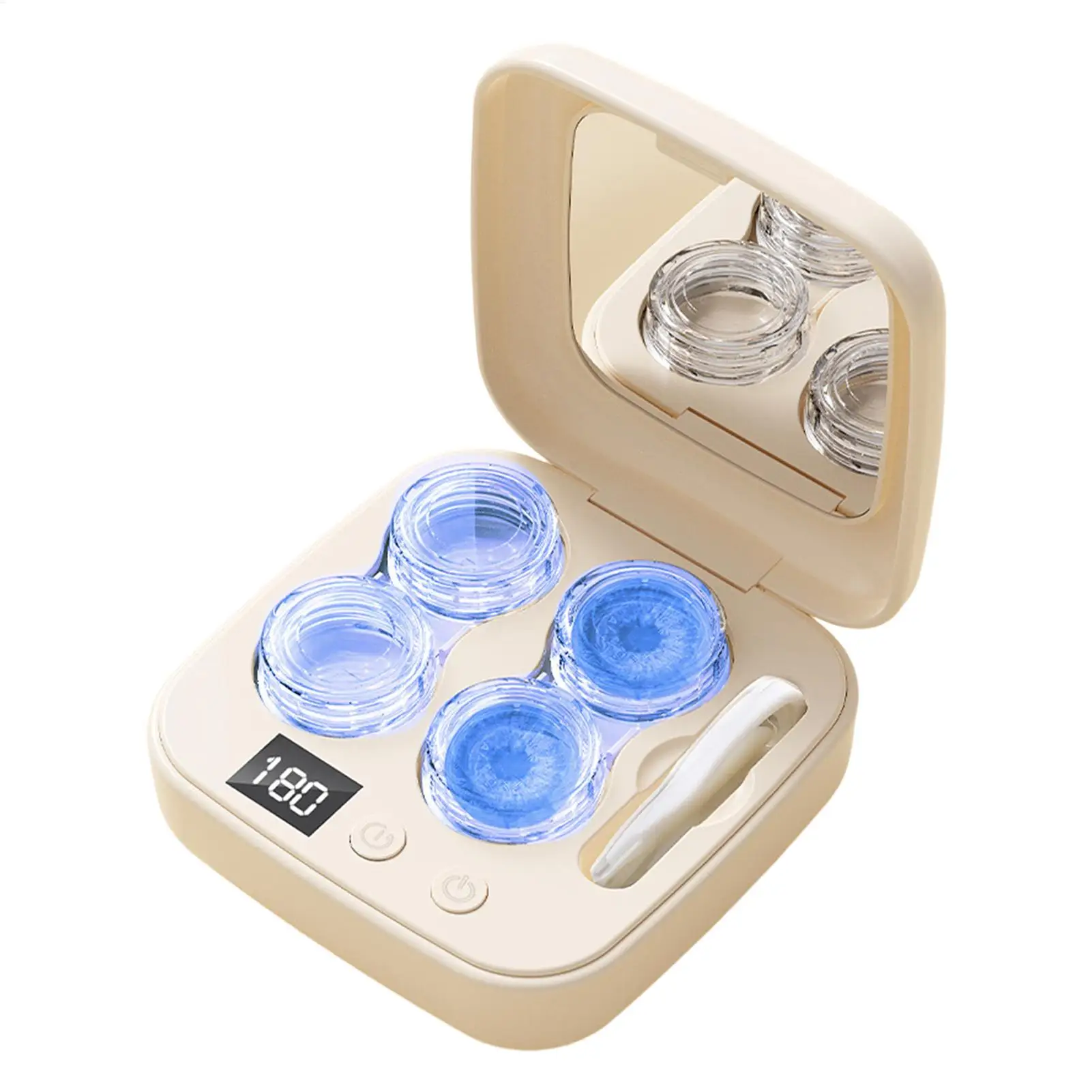Portable Ultrasonic Contact Lens Cleaner USB C Rechargeable 18000 RPM High Frequency Vibration 360 Degree Cleaning Automatic