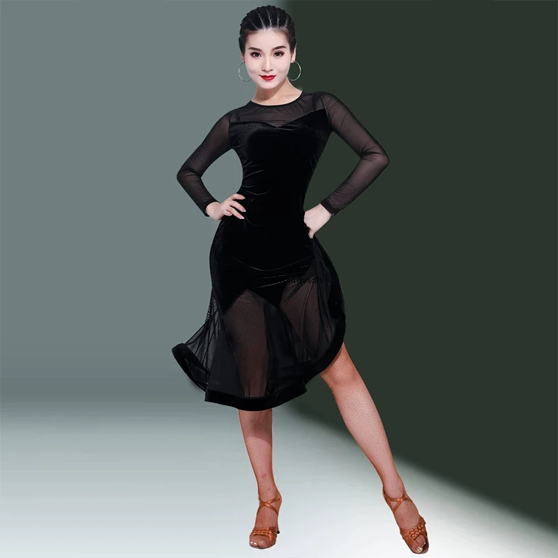Line Dance Skirt Latin Dance Practice Clothing for Women Spring and Summer Transparent Training Sexy Dress Skirts Wear Suit Use
