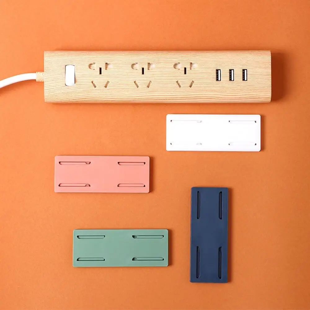 Wall Mounted Power Strip Holder No Drill Self Adhesive Socket Organizer Rack for Home Office Cable Management Storage Bracket