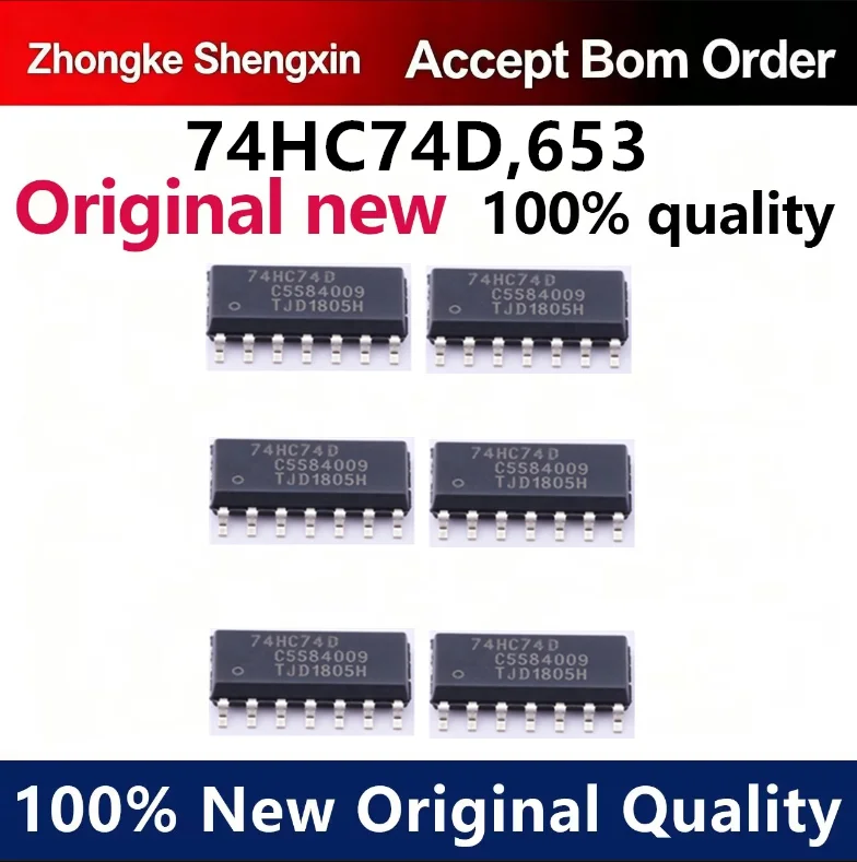 （5pcs-100pcs）Brand new imported 74HC74D logic chip with non gate CMOS Schmitt trigger SOP-14