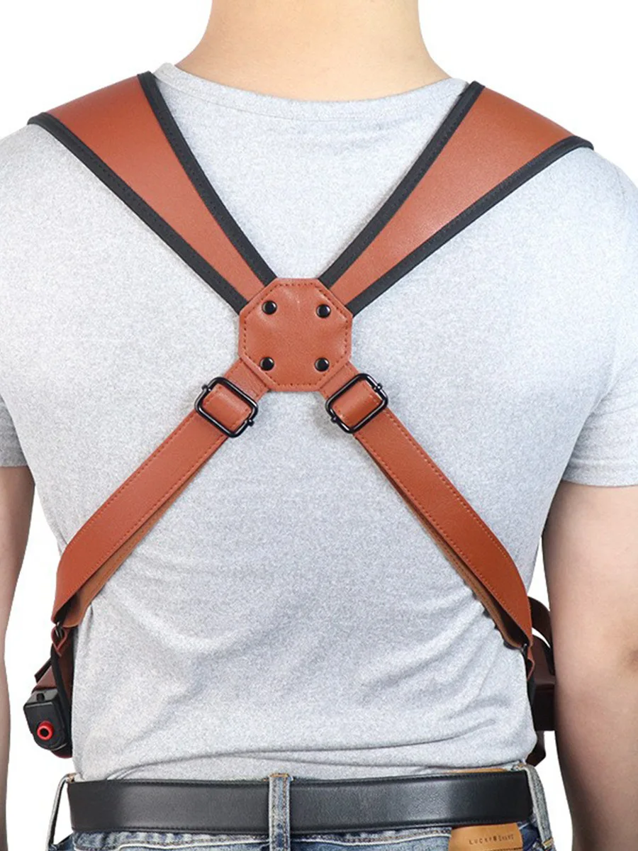 Medieval Handmade Cowboy Leather Shoulder Holster For Revolver Single Harness Belt Rig Colt Style Gun Holder Cosplay Costume Men