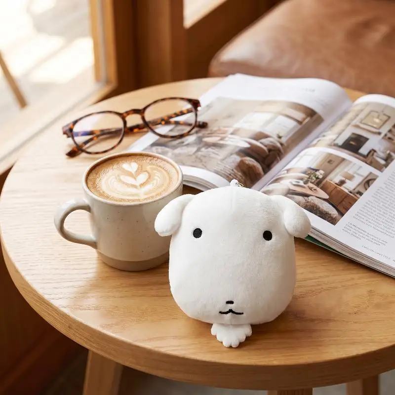 Cute Stuffed Big Head White Dog Plush Keychain Kawaii Mini Doll Backpack Charm for Daily Wear Accessory - view 5