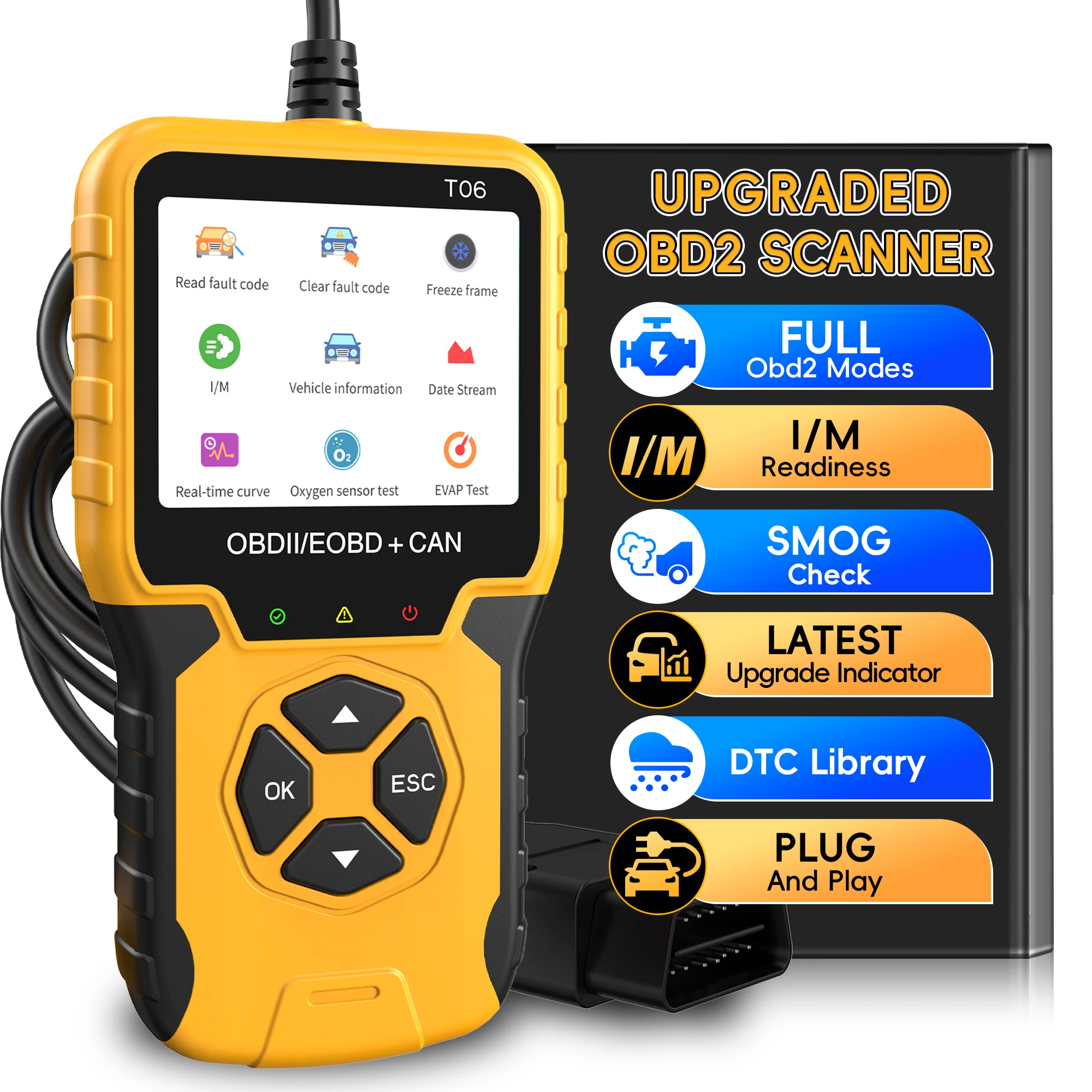 

OBD2 Scanner Live Data Professional Mechanic OBDII Diagnostic Code Reader Tool for Check Engine Light