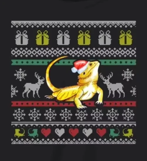 

Bearded Dragon Ugly Christmas Sweatshirt T-Shirt 100% Cotton O-Neck Summer Short Sleeve Casual Mens T-shirt Size S-3XL