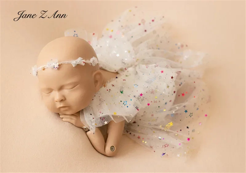 Stars gauze dress suit+ hair accessories +diaper multi-layer pettiskirt clothes props newborn baby photo studio photography