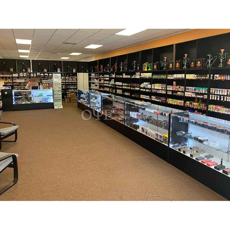 

custom.Top Seller LED Glass Counter Aluminum Frame Smoke Shop Showcase Store Display Cabinet with Adjustable Shelves