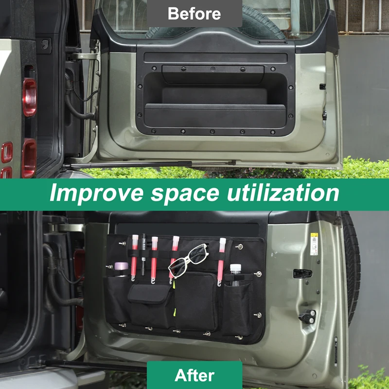 

For Land Rover Defender/L663 tailgate hanging bag car rear tailgate hanging bag storage bag 1pcs 90 110 130 2020 2021 2022 2023