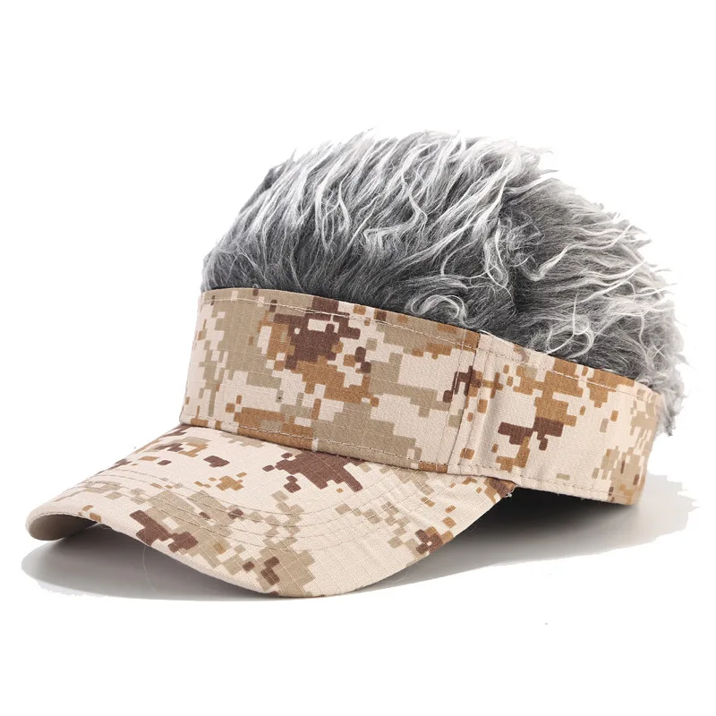 Camouflage Baseball Cap Spiked Hairs Perücke Unisex Gefälschte Perücken Hut Hip Hop Straße Outdoor Casual Visier Golf Sonnenhüte – Detail 4