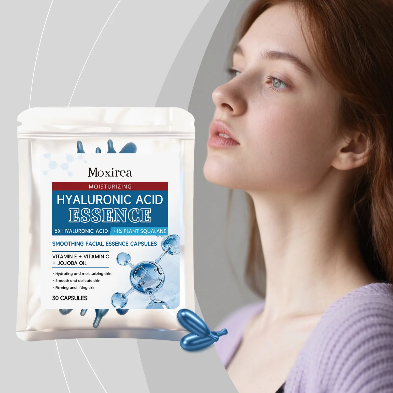 

Hyaluronic acid moisturizing essence capsules gentle moisturizing&hydrating firming&lifting skin reducing dryness skin care