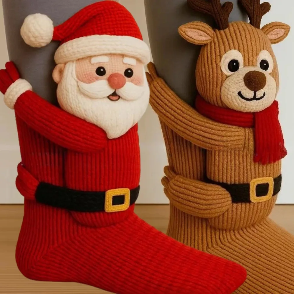 

3D Knitted Animal Socks Cute Sloth Koala Panda Funny Cartoon Floor Socks Warm Winter Cozy Knit Fuzzy Crew Novelty Christmas Gift