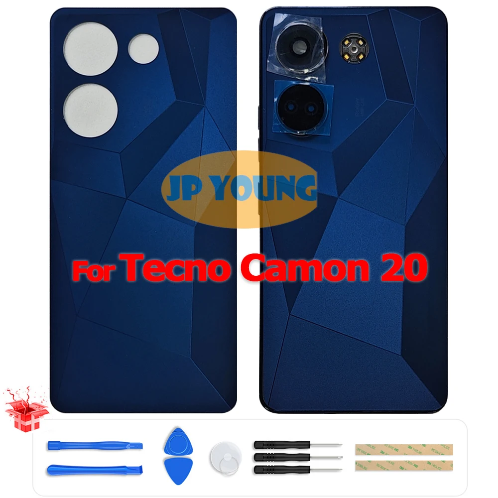 Original Battery Back Cover Glass Rear Door Housing with Camera Lens for Tecno Camon 20 CK6, CK6n - Replacement