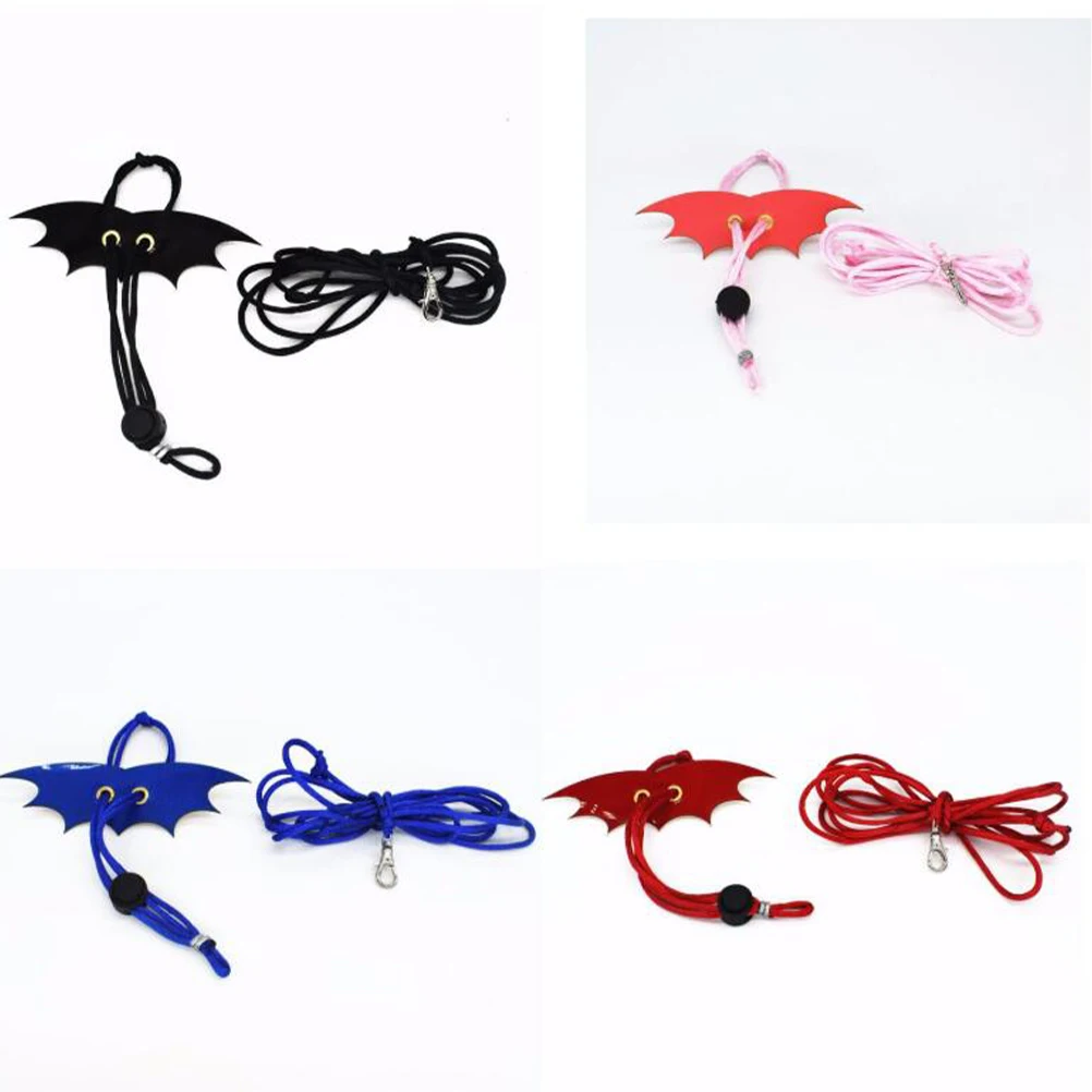

2Pcs Hamster Leash Small Animal Harness Wing Attached Comfortable Soft Full Protection Stomach Neck 15m Pink Black