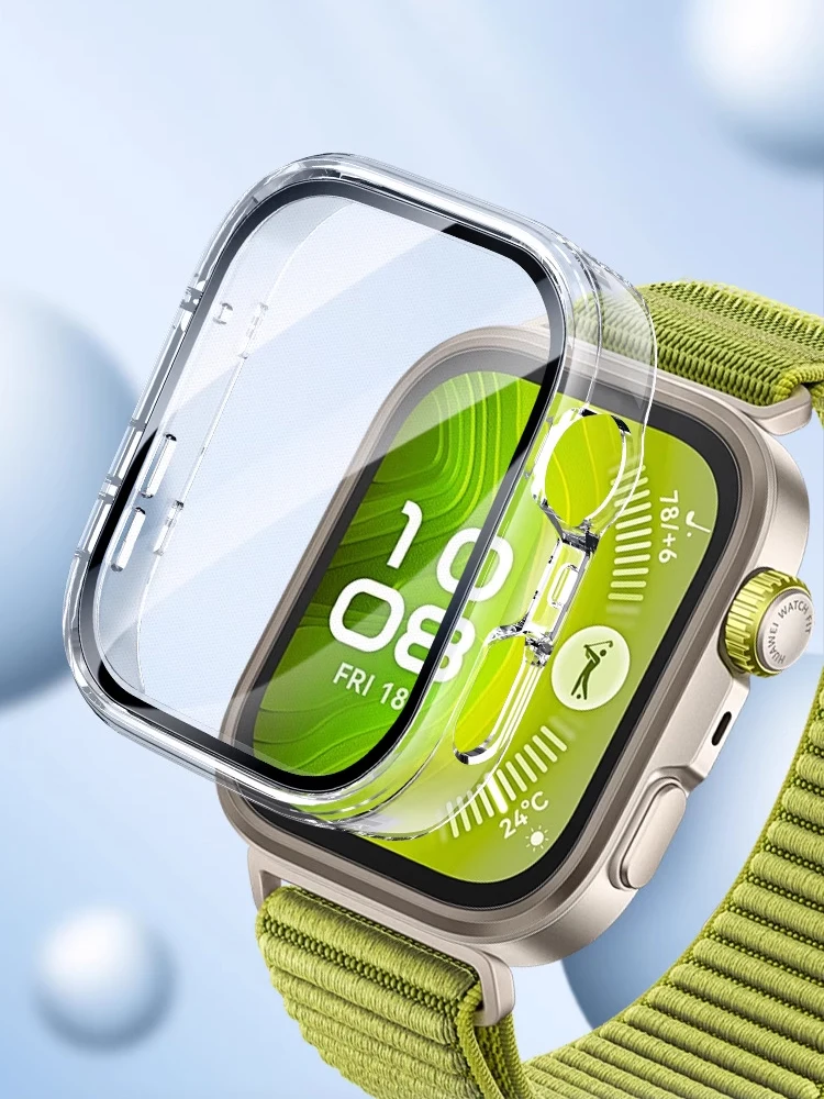 Gehärtetes Glas + Hülle für Huawei Watch Fit 4, Zubehör, Rundum-Hart-PC-Stoßstange, Displayschutzfolie, Huawei Watch Fit4-Abdeckung