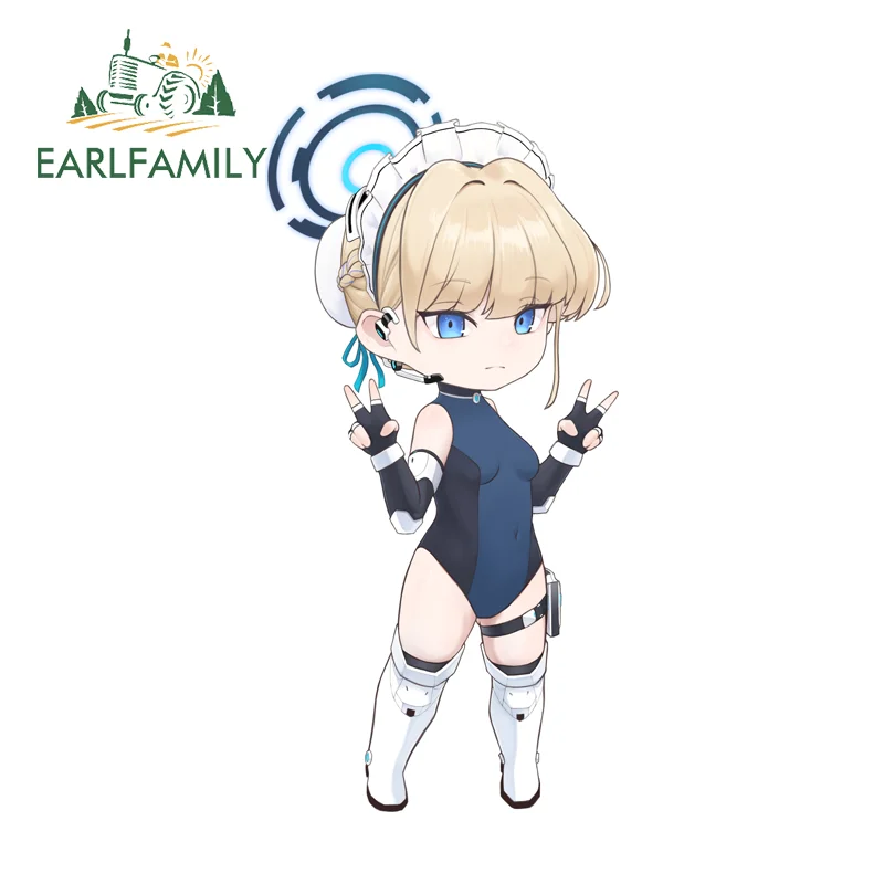 EARLFAMILY Blue Archive Asuma Toki Chibi Car Stickers Eye-Catching Amusing Decal Occlusion Scratch Sunscreen Custom Printing