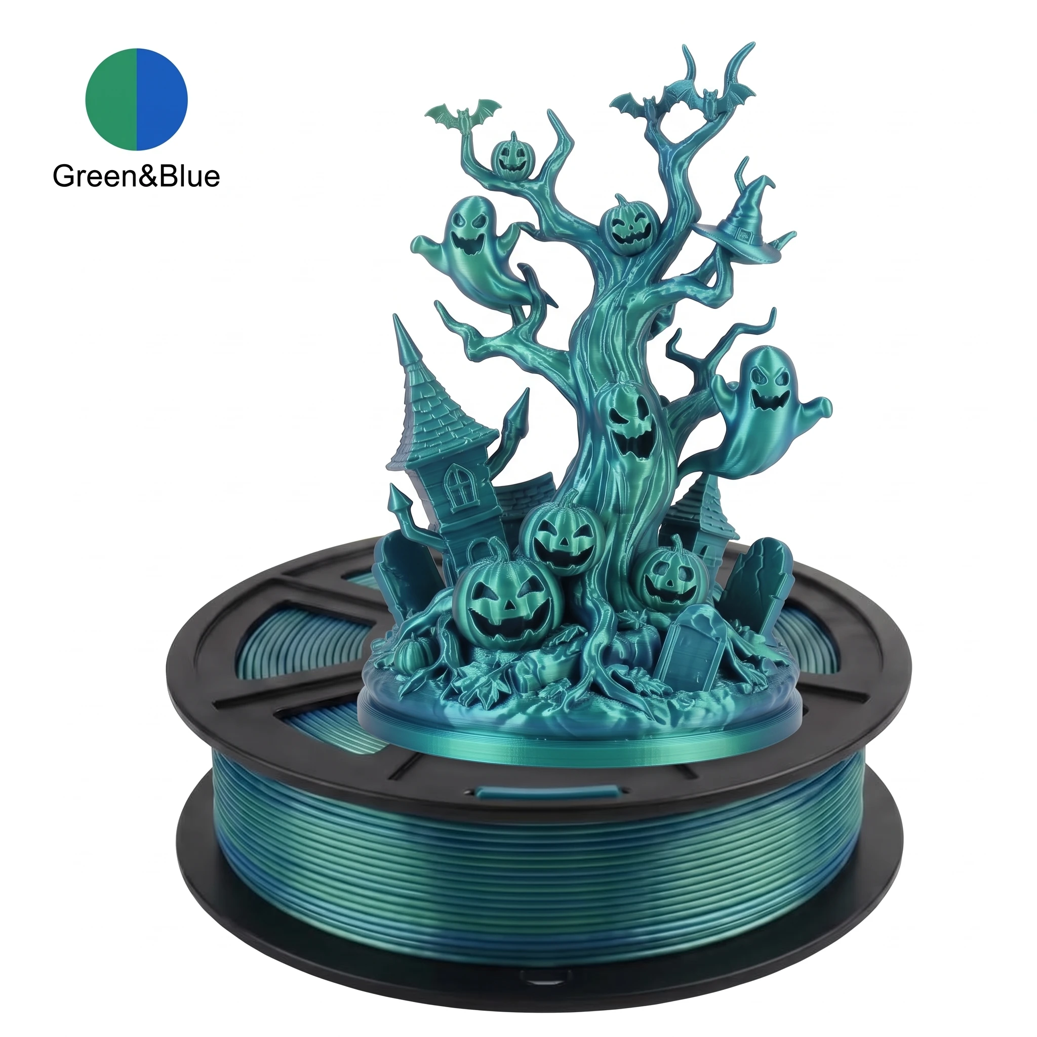 Halloween Silk Dual Color Coextrusion PLA Filament 1.75mm for 3D Printer 250g - Spooky Themed Filament