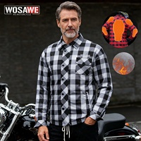 WOSAWE Men Motorcycle Jacket New Upgraded Winter Warm Checkered Shirt CE Protective Retro Motorbike Motorcyclist Clothing