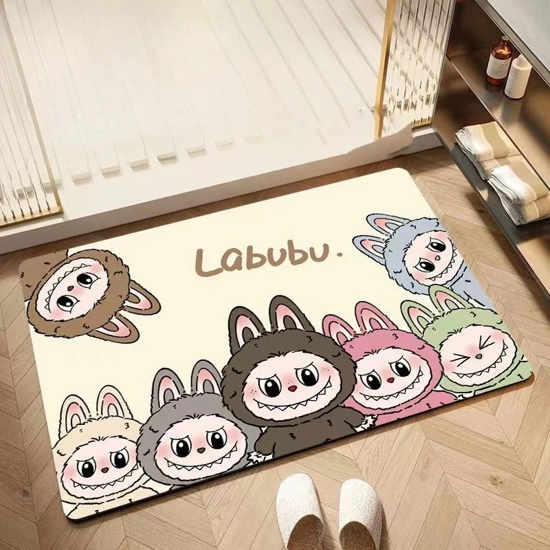 Labubu Diatom Mud Absorbent Anti-slip Quick-drying Bedroom Bathroom Home Interior Entrance Floor Mat Carpet