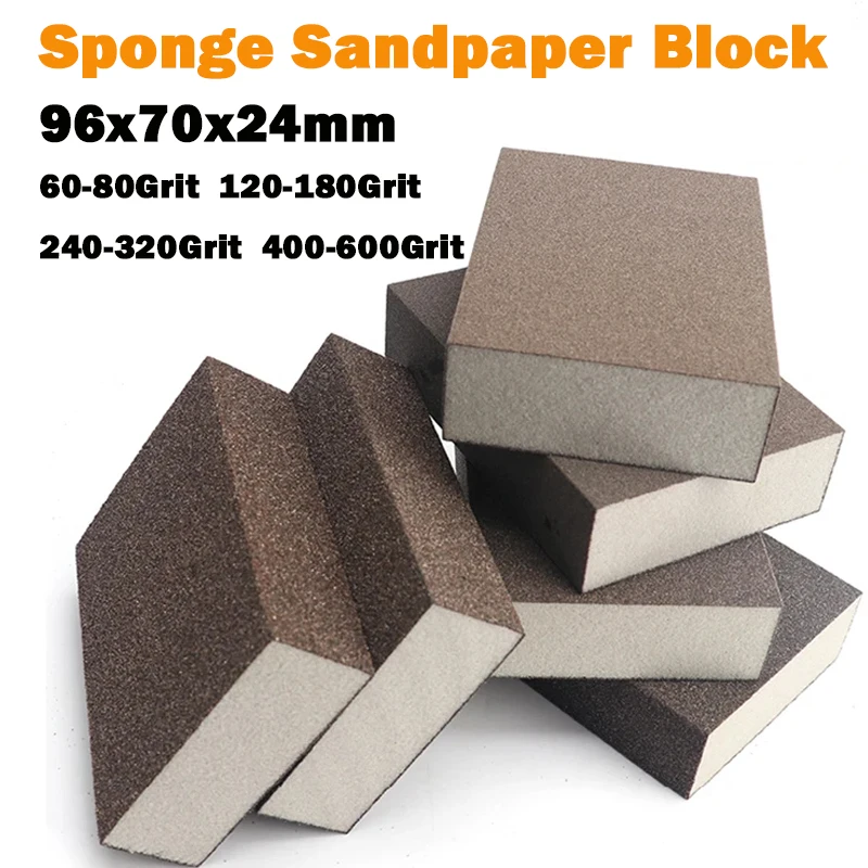 Sponge Sanding Block Sandpaper 60-600 Grit Coarse Medium Fine Grit Sponge Brush Wall Grinding Descaling for Wood Metal Polishing