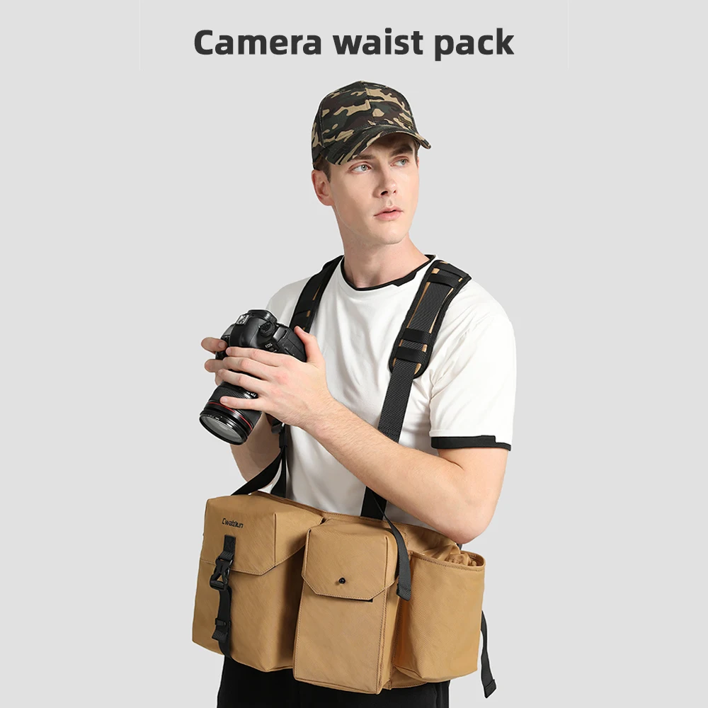 Camera Harness Bag Outdoor Portable Vest Backpack Waterproof Tactics Waist Package for DSLR Camera Lens Smartphone Water Bottle