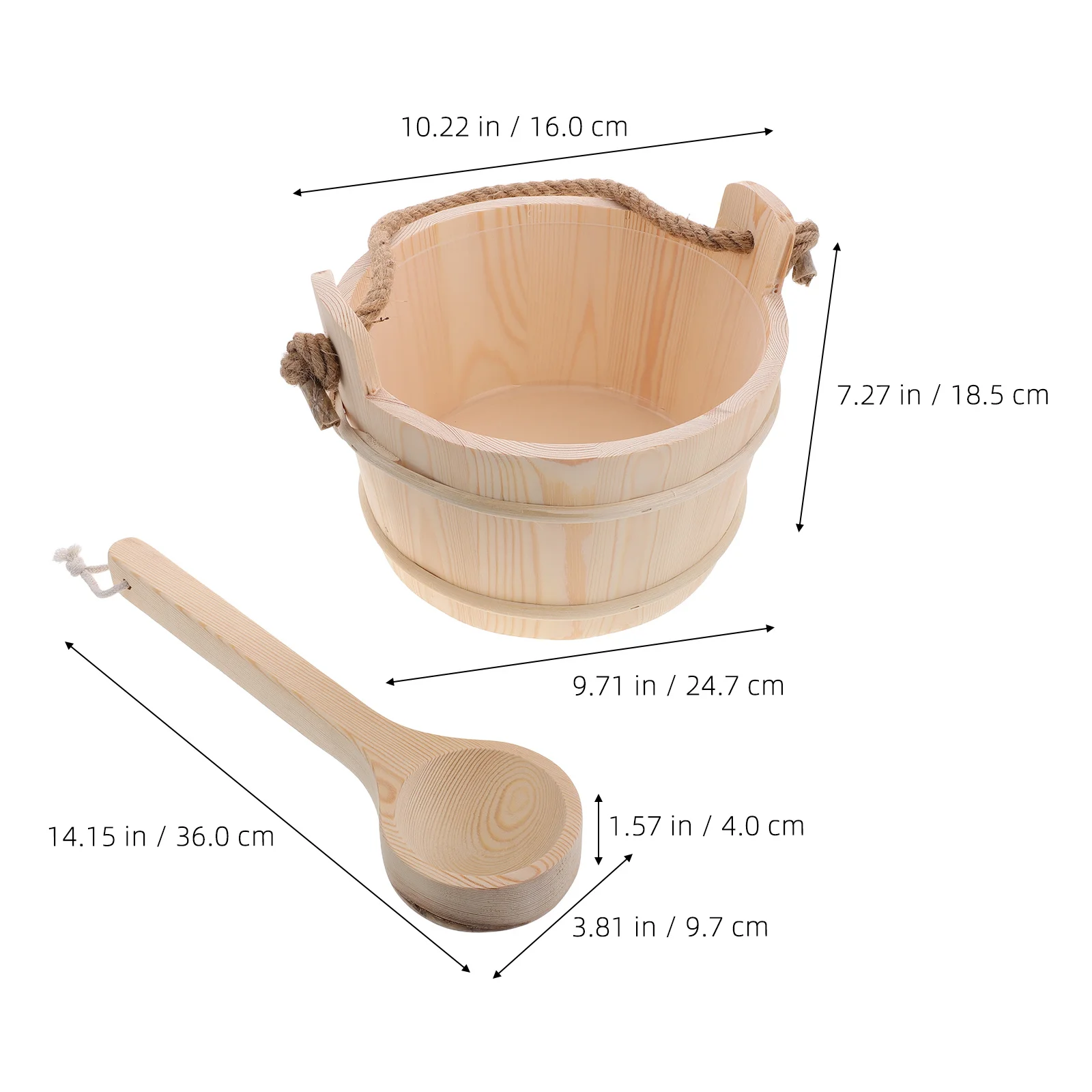 Sauna Wood Bucket Kit with Ladle for Watering Hot Stones in Steam Room Functional Spa Accessory for Relaxation