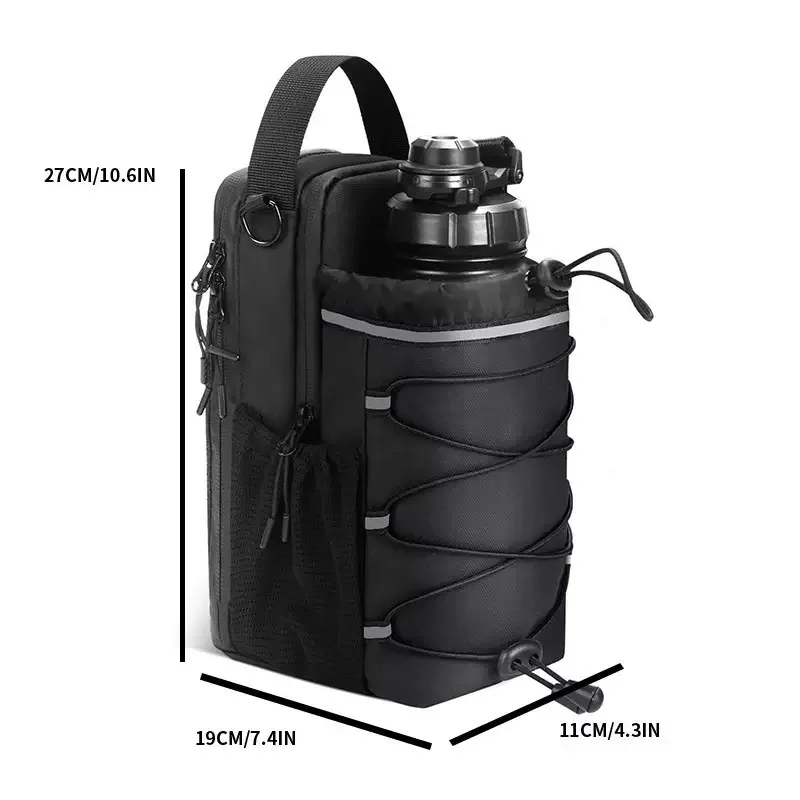 Magnetic Gym Water Bottle Bag Portable with Reflective Strip Phone Pocket - Organizer for Fitness Accessories