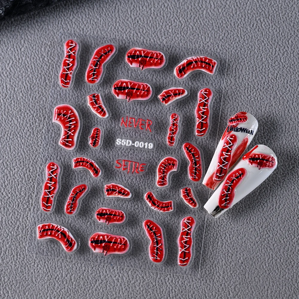 1Pc Punk Weiß Skeleton Hand Nail art Aufkleber 5D Schädel Hand Form Klebstoff Aufkleber DIY Halloween Sliders Maniküre dekoration